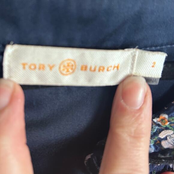 Tory Burch dress size 2 midi floral lagenlook ruffle sheer mock neck feminine - Picture 15 of 16